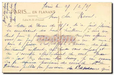 Igreja de Nossa Senhora de Auteuil — Paris — editor J. Von — Verso