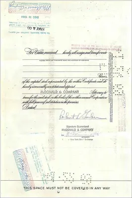 Certificado de acciones de la Great Atlantic & Pacific Tea Company — 3 acciones — editor The First National City Bank of New York — Reverso