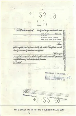 Action de la Great Atlantic & Pacific Tea Company — certificat de 1 action — éditeur Morgan Guaranty Trust Company — Verso