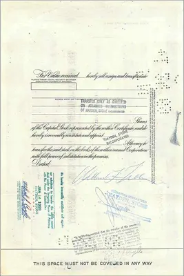 Certificado de ações da Great Atlantic & Pacific Tea Company — Willard L. Fellin — n° 0285216 — Verso