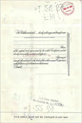Certificado de ações da Great Atlantic & Pacific Tea Company — editor American Bank Note Company, n° 0146451 — Verso