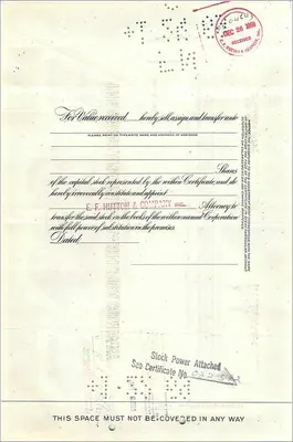 Share Certificate of the Great Atlantic & Pacific Tea Company — E.F. Hutton & Company — Back