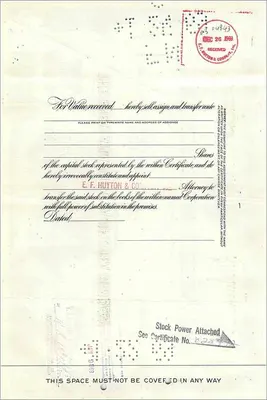 Certificate of Shares of The Great Atlantic & Pacific Tea Company — publisher The First National City Bank of New York, no. 077024 — Back