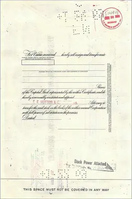 Share Certificate of the Great Atlantic & Pacific Tea Company — series 1, no. 0274024 — Back