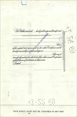 Azione della Great Atlantic & Pacific Tea Company — certificato di 1 azione — editore Morgan Guaranty Trust Company — Verso