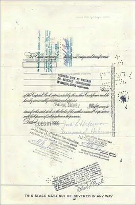 Certificado de ações da Great Atlantic & Pacific Tea Company — série 17 — editor First National City Bank — Verso