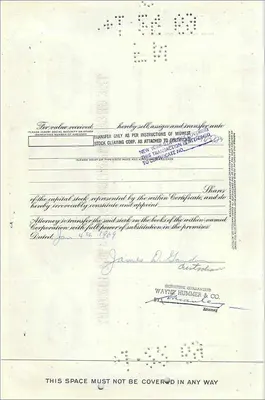 Certificado de acción de la Great Atlantic & Pacific Tea Company — editor American Bank Note Company — Reverso