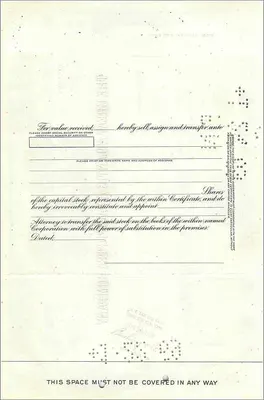 Azione della Great Atlantic & Pacific Tea Company — certificato di 1 azione — editore First National City Bank — Verso