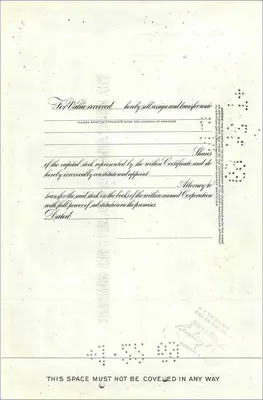 Certificaat van de Great Atlantic & Pacific Tea Company — serie 0189725 — uitgever The First National City Bank of New York — Achterkant