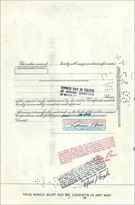 Certificate of 50 shares of the Great Atlantic & Pacific Tea Company — series 50, publisher American Bank Note Company — Back