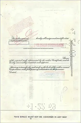 Action de la Great Atlantic & Pacific Tea Company — certificat d'actions — éditeur First National City Bank — Verso