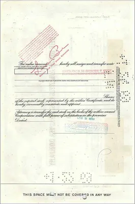 Certificate of shares of the Great Atlantic & Pacific Tea Company — Lawson Bros & Co — n° 0527649 — Back
