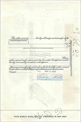 Aktie der Great Atlantic & Pacific Tea Company — 25 Aktien — Verlag First National City Bank — Rückseite