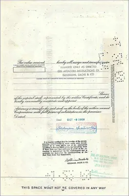 Certificate of 15 shares of the Great Atlantic & Pacific Tea Company — Goldman Sachs & Co. — N° 0523270 — Back