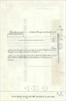 Certificado de acciones de la Great Atlantic & Pacific Tea Company — editor Morgan Guaranty Trust Company — Reverso