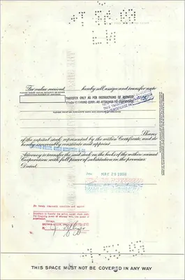 Certificato di azioni della Great Atlantic & Pacific Tea Company — edizione 1968 — Verso
