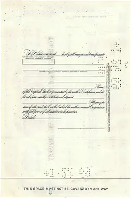Share Certificate of the Great Atlantic & Pacific Tea Company — First National City Bank — Back