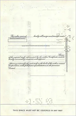 Aktienzertifikat der Great Atlantic & Pacific Tea Company — Verlag Morgan Guaranty Trust Company — Rückseite