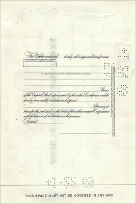 Share Certificate of the Great Atlantic & Pacific Tea Company — publisher American Equity Trust Company — Back