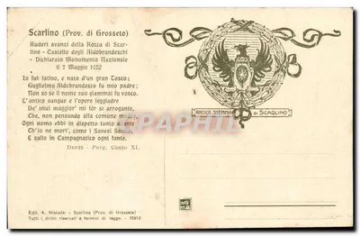 Ruínas do castelo de Aldobrandeschi em Scarlino — editor A. Niccolai, n° 70813 — Verso
