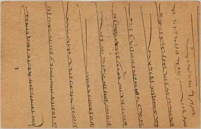 Carta postal indiana — texto em tamil — destinada a Dresden, Alemanha — Verso