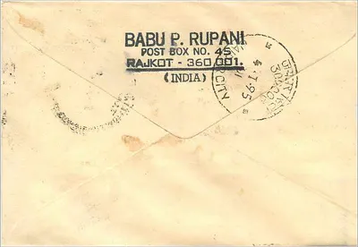 Jaipur — list do Mittal Stamp — znaczek 10c Indie — Rewers