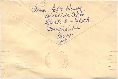 Jairpur (Jaipur) — carta postal endereçada à Mittal Stamp Co. — selo de 100 roupias, carimbo Jairpur — Verso