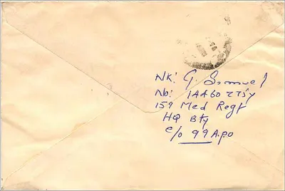 Indyjska koperta pocztowa — Stamps Syndicate, Kalkuta — znaczek 100 INR — Rewers