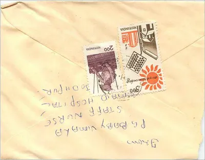 Jodhpur — Enveloppe pour le Directeur des Services Médicaux et de Santé du Rajasthan — timbres et cachet postal — Rewers