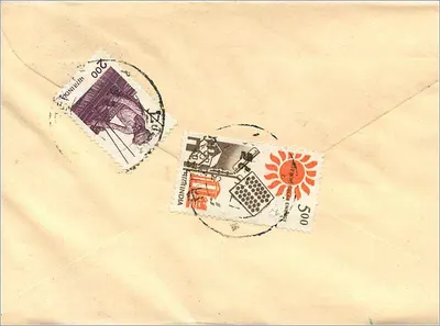 Carta postal indiana — selos e carimbo — editor não visível — Verso