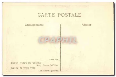 Rouen em tempo de guerra — Praça Solférino — Aloye, edit. N°13 — Verso