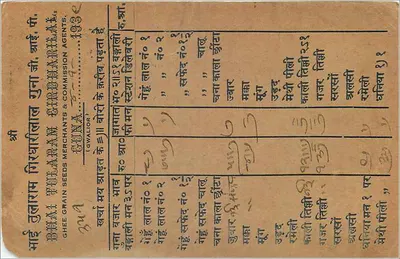 Sujangarh — carta postal indiana com selo e carimbo postal — Verso