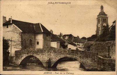 Arbois - Pont sobre a Cuisance — Jura pitoresco — editor desconhecido, número de série não visível