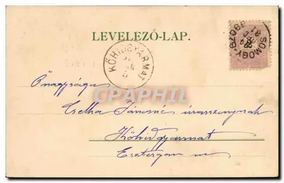 Trójkątny liść — Wesołych Świąt Nowego Roku — Jolóin, Somogy, 1899 — Rewers