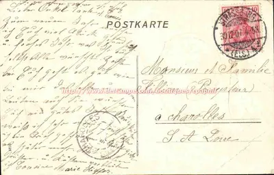 Strasbourg i. E. — Widok Strasburga w 1908 — Wydawca nieznany — Rewers