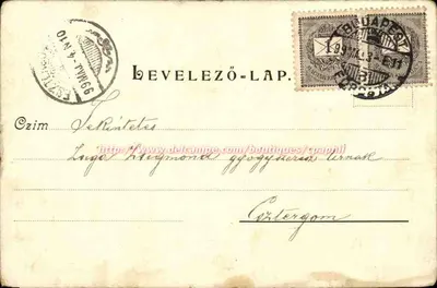 Violetas — decoração floral — carta postal de Budapeste, editada por 'Levelező-lap' — Verso