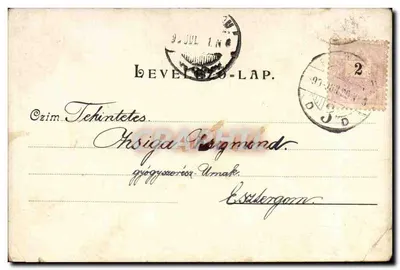 Flores e paisagem — carta postal húngara — editor: 'Németi Károly' (impressão visível em baixo à esquerda) — Verso