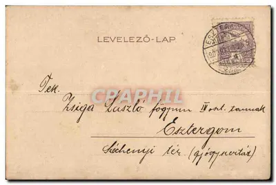 Flores de rosa — rosa rosa e amarela — editor LEVELEZŐ-LAP, Esztergom — Verso