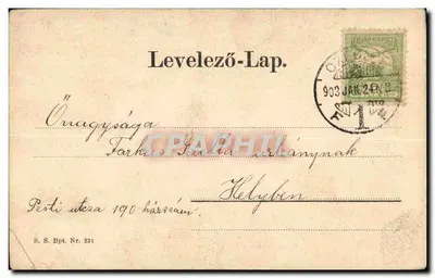 Hegyesi Mari — dançarina em traje oriental — editada por Levelező-Lap — Verso
