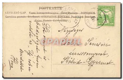 Młoda kobieta w stroju epoki — 'Boldog újévet' — wydawca B.E. n° 1899/91 — Rewers
