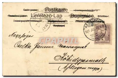 Jeune couple en extérieur — scène romantique — éditeur 'Levelező-Lap', n° 719 — Verso
