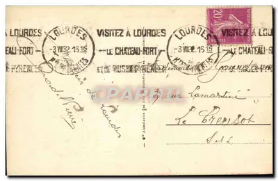Lourdes - La Basilica e le Pirinei — Editore Léon Nav, n° 189 — Verso