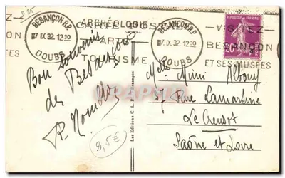Besançon-les-Bains — Plein Castan, Poort Noire en Kathedraal Sint-Jans — Uitgaven C. L. Besançon — Achterkant