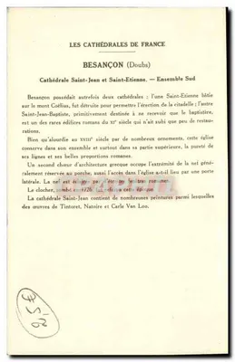 BESANÇON (Doubs) — Cattedrale di San Giovanni e San Etienne (Gruppo Sud) — 5a serie, Collezione della Soluzione Pautaubege — Verso
