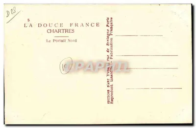 Chartres — O Portal Norte — Éditions d'Art Yvon — Verso