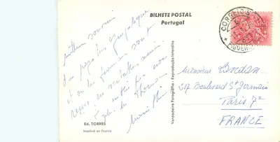 Lisbona - Praça do Comércio — panoramiczny widok z fontanną i łukiem triumfalnym — Wyd. TORRES — Rewers