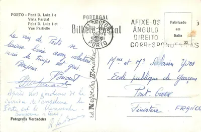 Porto — Częściowy widok mostu D. Luís I — Bilhete Postal n°122 — Rewers