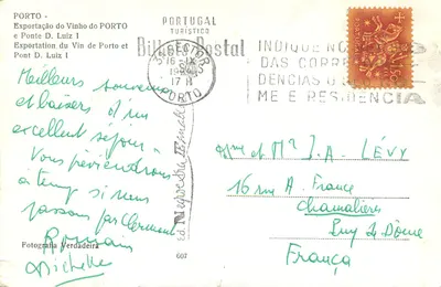 Porto — Exportação do Vinho do Porto e Ponte D. Luiz I — Bilhete Postal — Verso