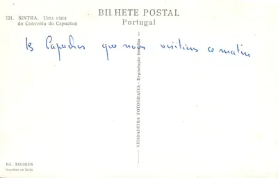 SINTRA — Widok klasztoru Capuchos — Wyd. TORRES — Rewers