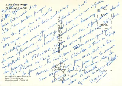 Widok na górze Firinga — Cirque de Salazie — Wydawca J.C. Nourault, n° 97417 — Rewers